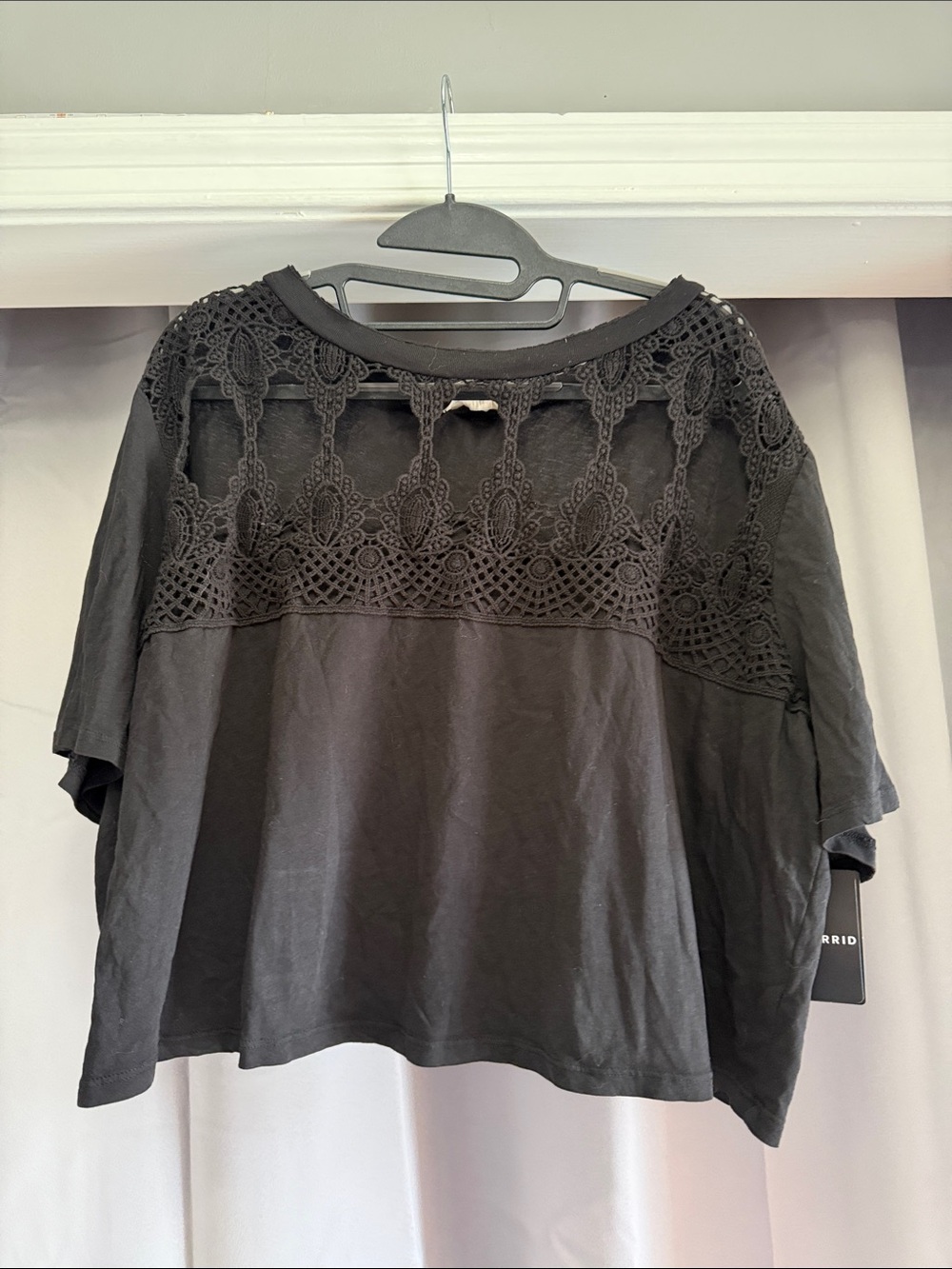 Torrid Black Open Crochet Crop Top